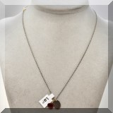 J087. Jeanine Payer sterling silver chain with faceted garnet stone and oval pendant with engraved Goethe quote. - $165 